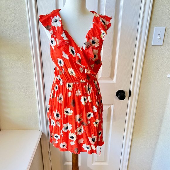 Zara Orange Floral Wrap Mini Dress - Picture 3 of 11